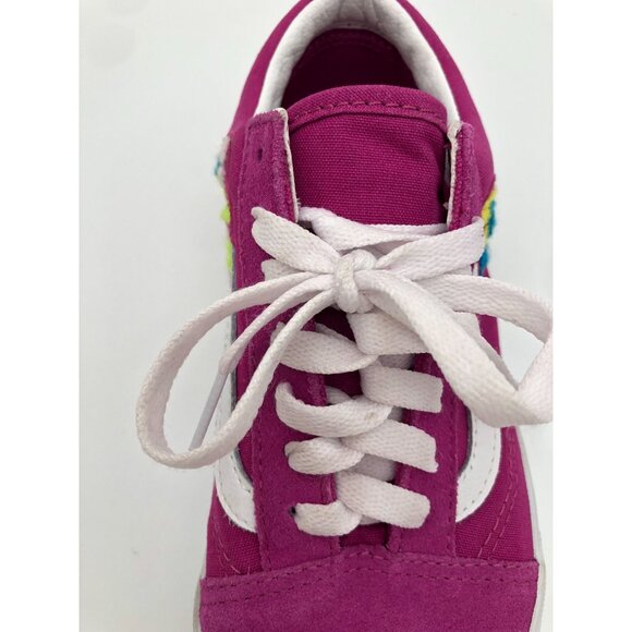 Vans Old Skool Floral Chenille Sneakers Fuchsia Embroidered Men's 5.5 Women's 7 - Picture 6 of 9